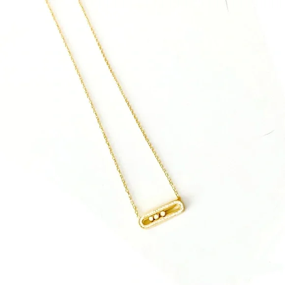 🆕 Gorgeous 18k Diamond Slider Oval Bar Necklace NWT - Picture 6 of 16